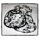 Bib & Burp Cloth Set - Black/White Flowers