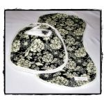 Bib & Burp Cloth Set - Black/White Flower 2