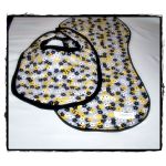 Bib & Burp Cloth Set - Yellow /Grey Flowers