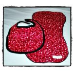 Bib & Burp Cloth Set - Red/Black