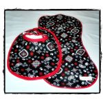 Bib & Burp Cloth Set - Black/Red