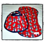 Bib & Burp Cloth Set - Red Dinosaur