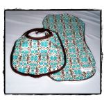 Bib & Burp Cloth Set - Brown/Turquoise