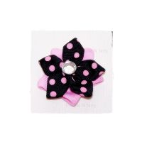 Double Pink Dots Star Flower Bow