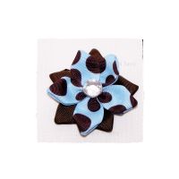 Double Blue/Brown Star Flower Bow